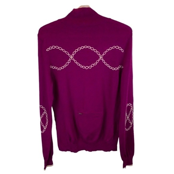 Athleta Purple Momentum Wool Blend Cycling Mock Neck Embroidered Sweater sz M - Picture 4 of 6